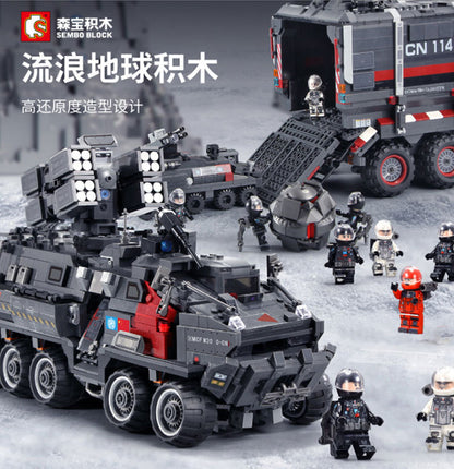 SEMBO 107007 The Wandering Earth Series Military Truck Building Blocks 1925pcs Bricks Toys Model From China