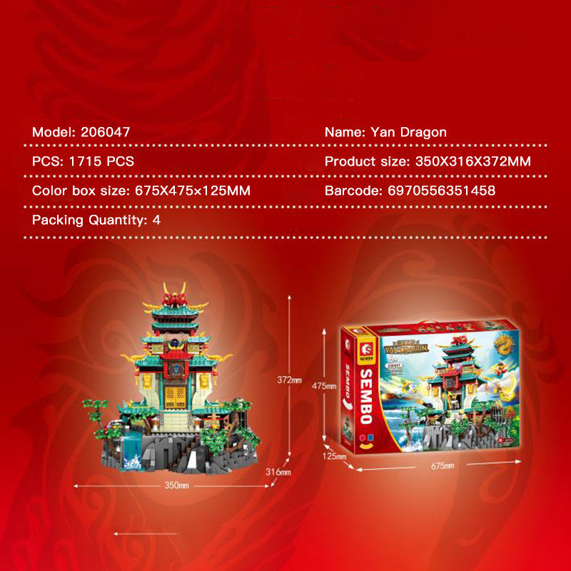SEMBO 206047 Moc Bricks Movie &amp; Game Yan Dragon Building Blocks 1715pcs Bricks Toys Gift From China.