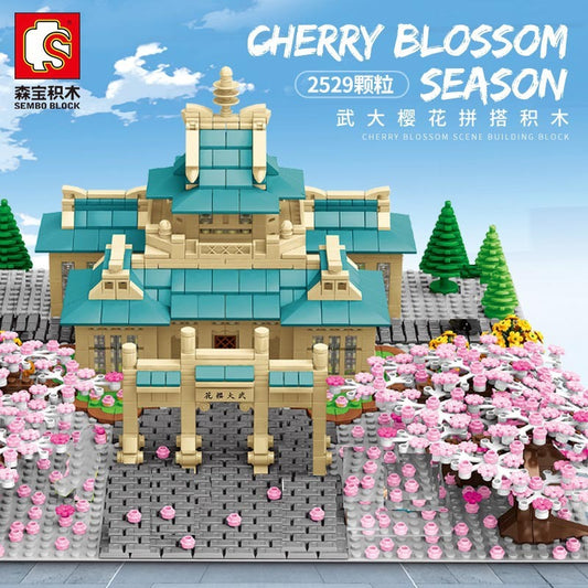 SEMBO 601079 Japanese street view Wuhan University Sakura building blocks 2529pcs Toys For Gift from China