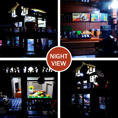 SEMBO 601093 Street View Casual Coffee House with Light MOC Building Block Toy from China