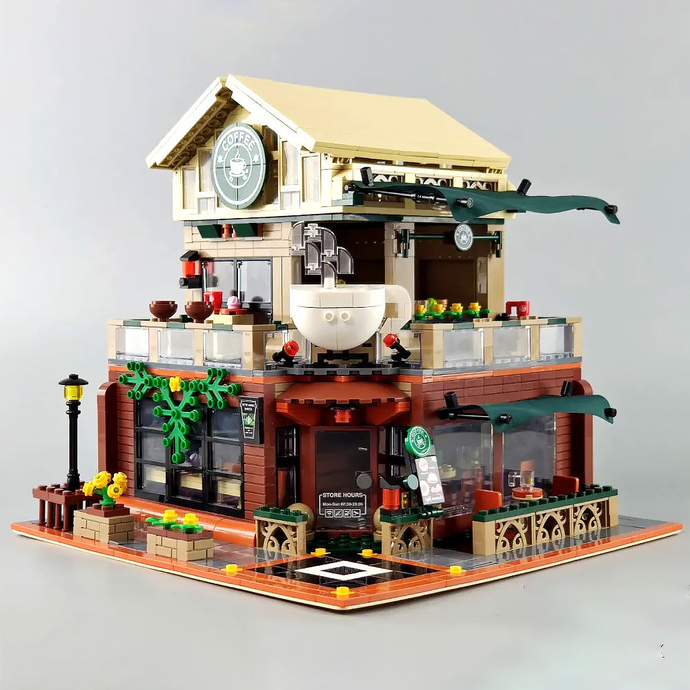 SEMBO 601093 Street View Casual Coffee House with Light MOC Building Block Toy from China