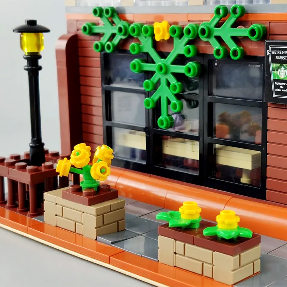 SEMBO 601093 Street View Casual Coffee House with Light MOC Building Block Toy from China