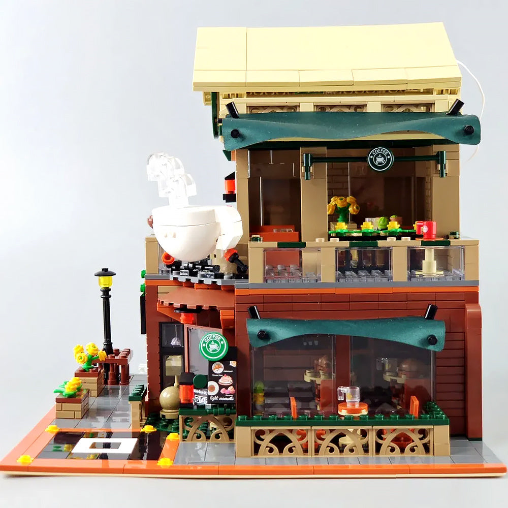 SEMBO 601093 Street View Casual Coffee House with Light MOC Building Block Toy from China
