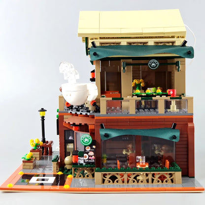 SEMBO 601093 Street View Casual Coffee House with Light MOC Building Block Toy from China