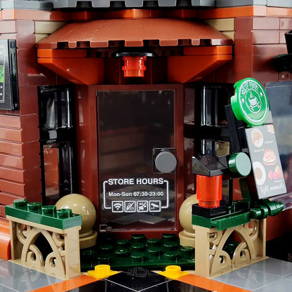 SEMBO 601093 Street View Casual Coffee House with Light MOC Building Block Toy from China