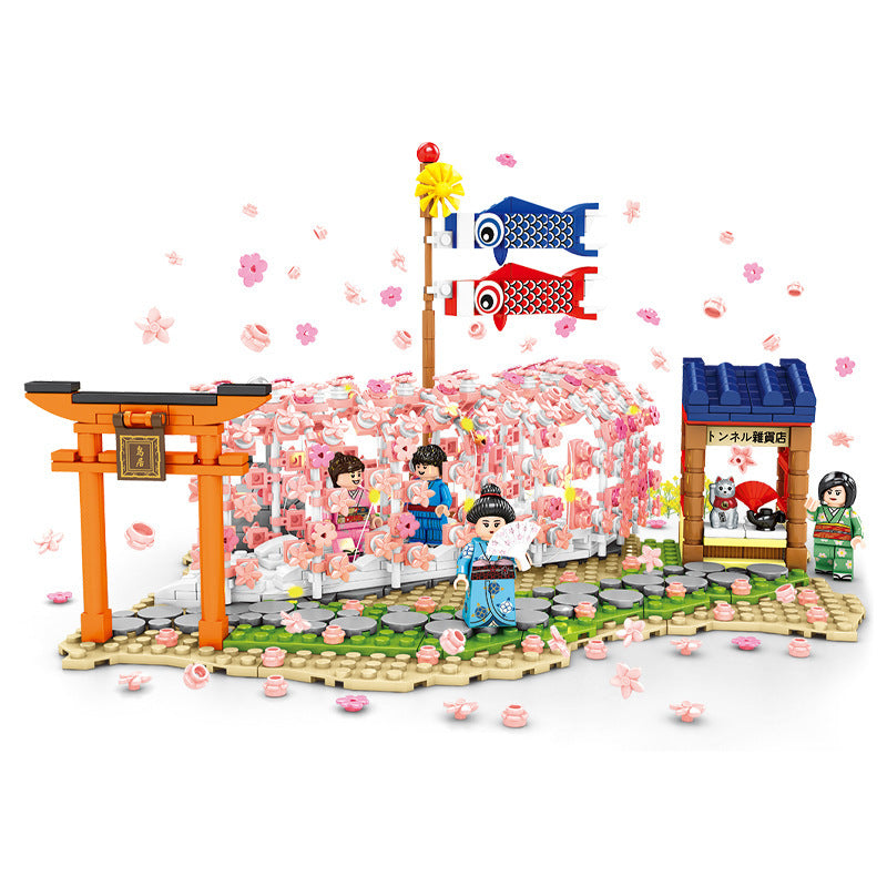 SEMBO 601148 Idea Japanese style cherry blossom scene building blocks 916pcs bricks from China