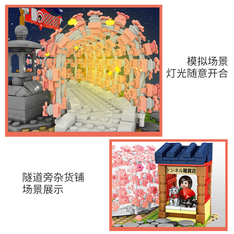 SEMBO 601148 Idea Japanese style cherry blossom scene building blocks 916pcs bricks from China