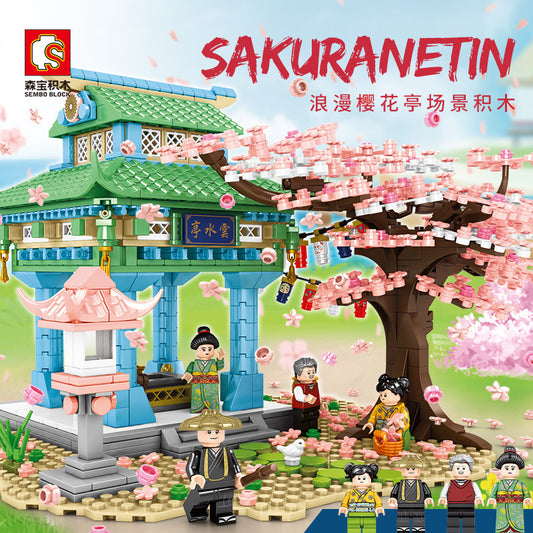 SEMBO 601149 Idea Japanese style cherry blossom scene building blocks 1106pcs bricks from China
