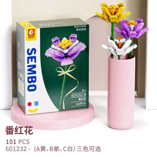 SEMBO 601232 Block Florist Series Saffron 3 Color Building Blocks 101pcs Bricks Toys Model From China