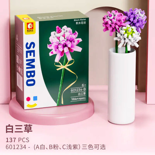 SEMBO 601234 Block Florist Series Trifolium Repens L Building Blocks 137pcs Bricks Toys model From China