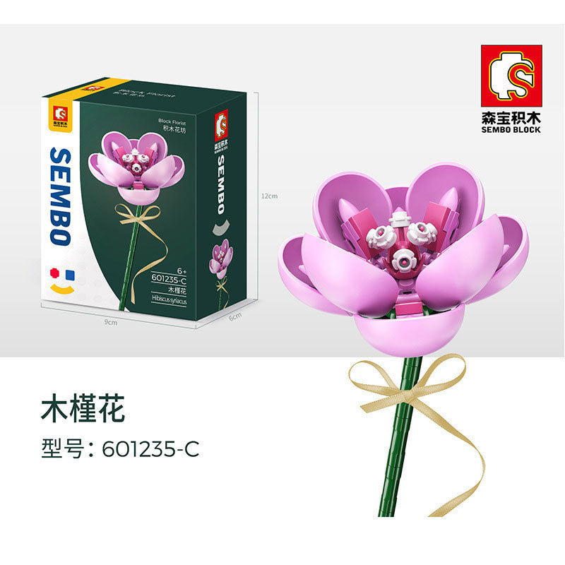 SEMBO 601235 Block Florist Series Hibiscus Syriacus Building Blocks 81pcs Bricks Toys Model From China