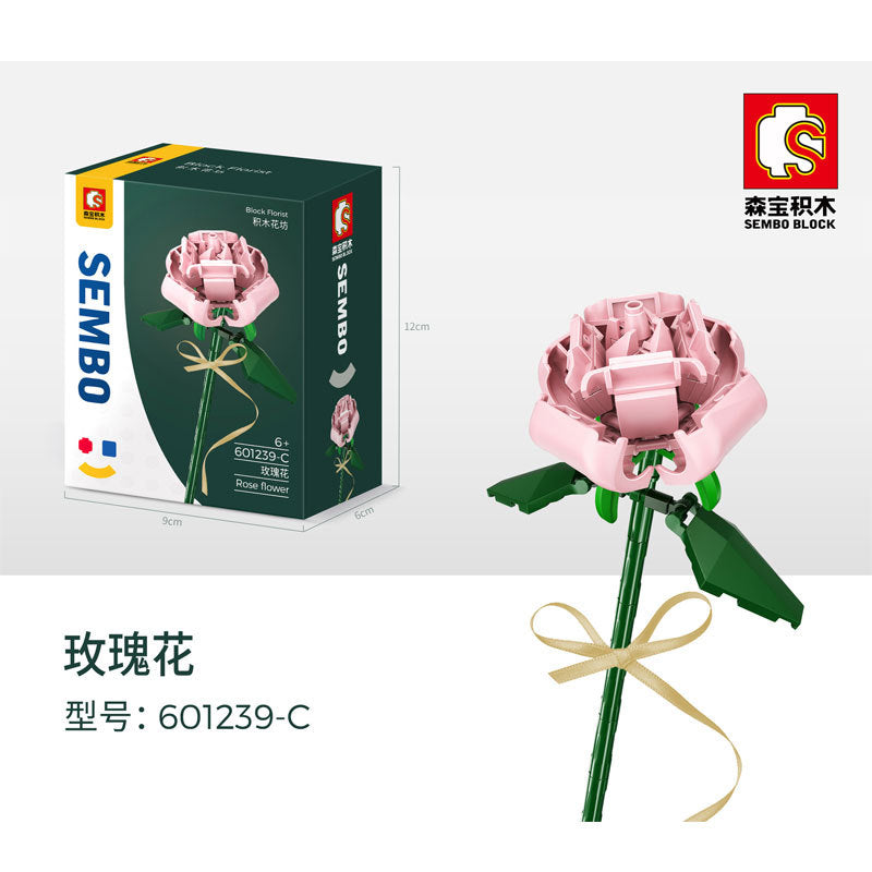 SEMBO 601239 Block Florist Series Rose Flower Building Blocks Bricks Toys Model From China