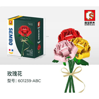 SEMBO 601239 Block Florist Series Rose Flower Building Blocks Bricks Toys Model From China