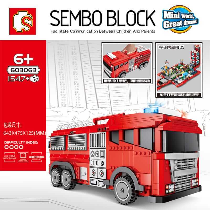 SEMBO 603063 Red miniature city fire truck