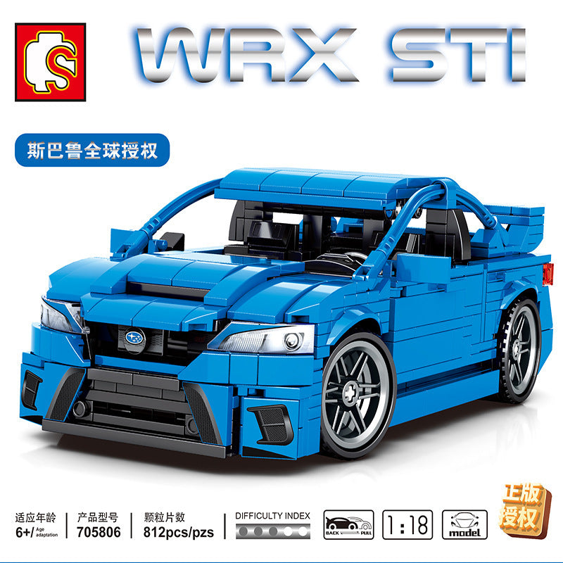 SEMBO 705806 Technic Subaru WRX STI 1:18 Building block sports car model 812pcs Toys For Gift from China