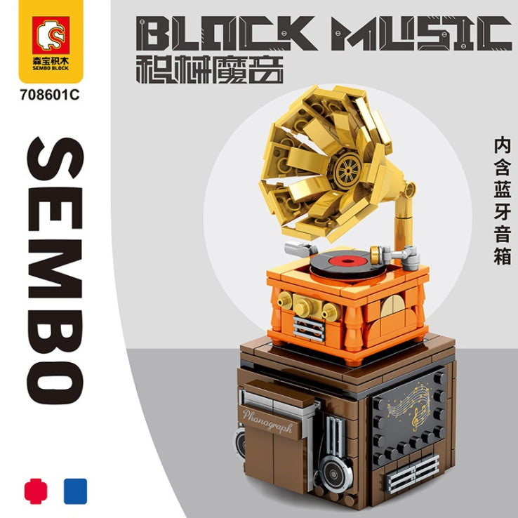 SEMBO 708600C-708601C "Creative" Series "Bluetooth" Speaker Phone Stand Gramophone Assembled Building Block Toys From China