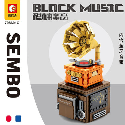 SEMBO 708600C-708601C "Creative" Series "Bluetooth" Speaker Phone Stand Gramophone Assembled Building Block Toys From China