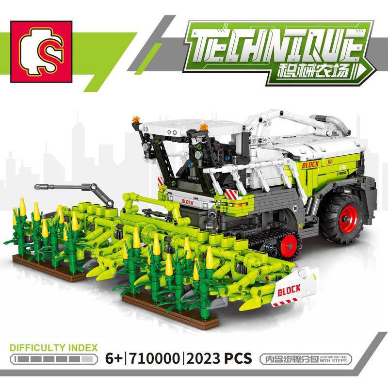 SEMBO 710000 Technical MOC Remote Control Technique Farm Harvester Model 2023pcs Bricks from China.