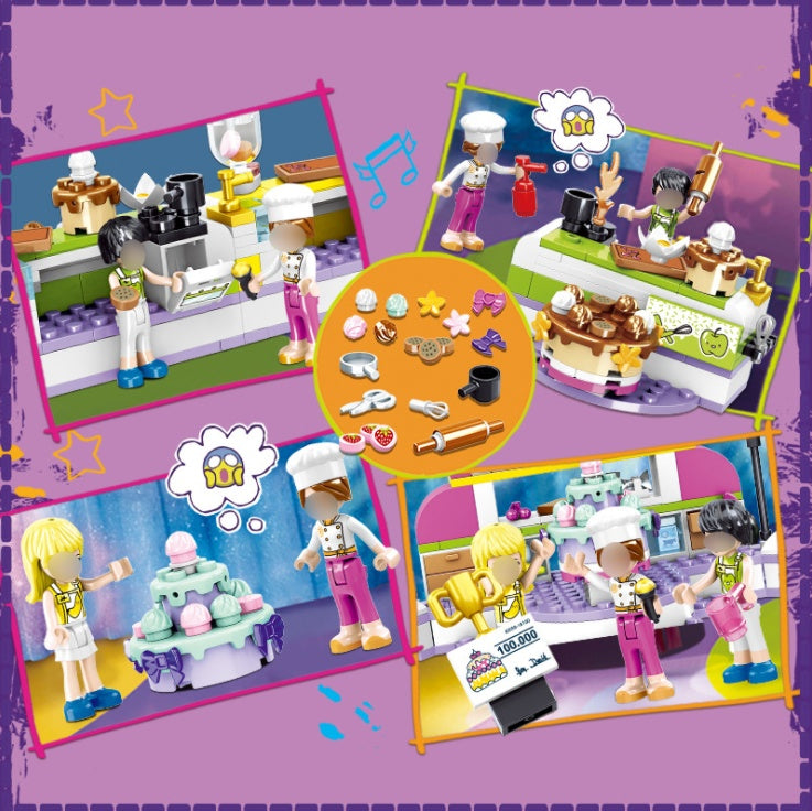 SX3054 369pcs Food Street Baking Competition Building Blocks Toy Ship From China