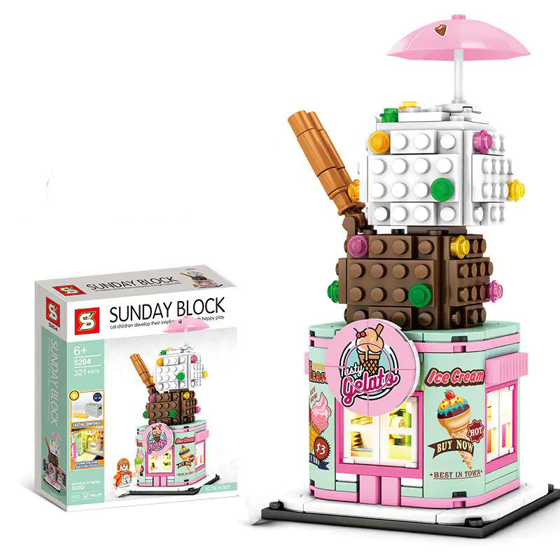 SY 5204 5205 5206 5207  City Lights Street View Building Blocks Toy From China