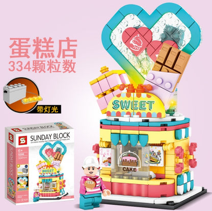 SY 5204 5205 5206 5207  City Lights Street View Building Blocks Toy From China