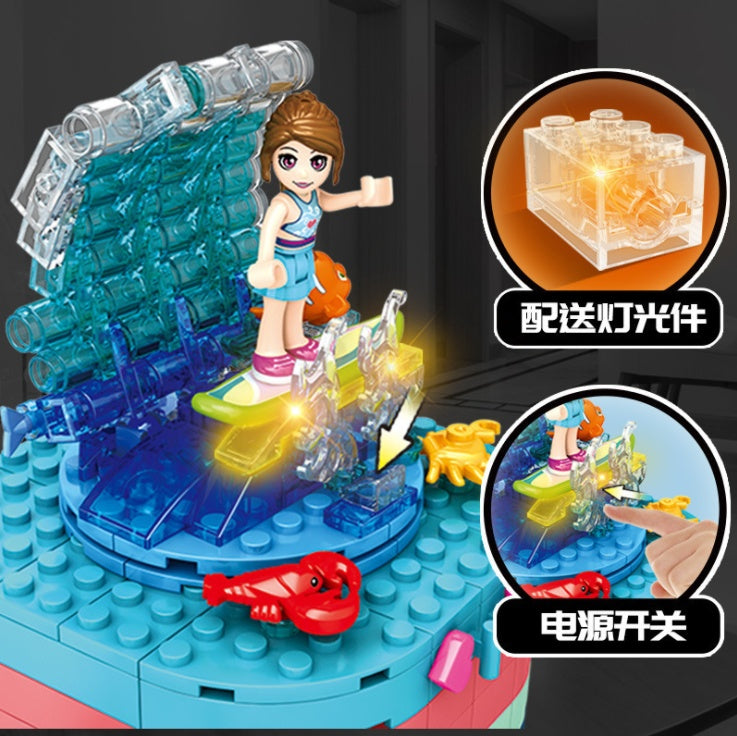SY 6567 263pcs S-girl Surf Girl Light Spinning Box Building Blocks Toy From China