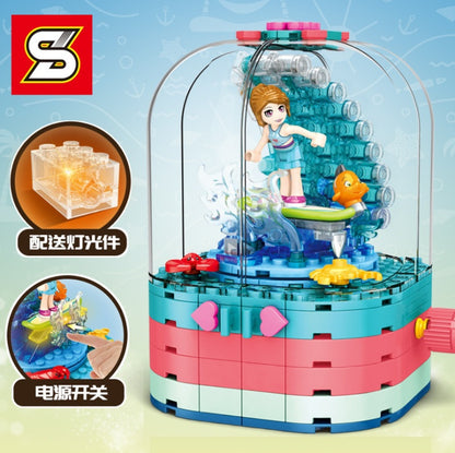 SY 6567 263pcs S-girl Surf Girl Light Spinning Box Building Blocks Toy From China
