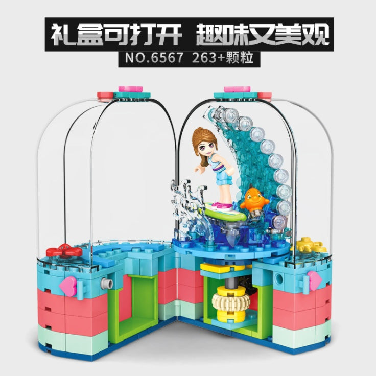 SY 6567 263pcs S-girl Surf Girl Light Spinning Box Building Blocks Toy From China