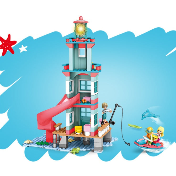 SY 6573 282pcs S-girl   Beach Rescue Hut Building Blocks Toy From China