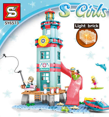SY 6573 282pcs S-girl   Beach Rescue Hut Building Blocks Toy From China