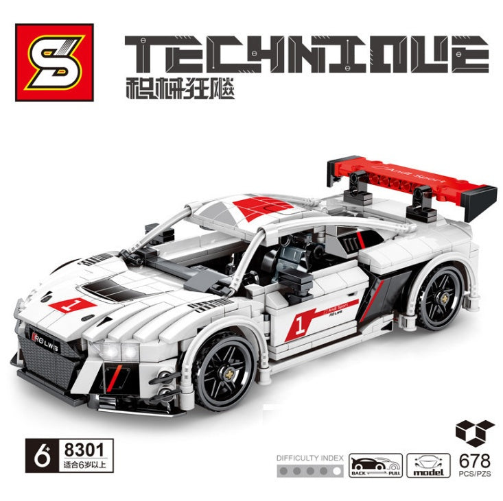 SY 8301 678pcs  Aodi A8 Pull Back Model Sports Car Product Hurricane Series Buliding Blocks Toy From China