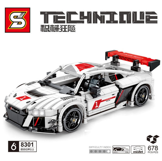 SY 8301 678pcs  Aodi A8 Pull Back Model Sports Car Product Hurricane Series Buliding Blocks Toy From China