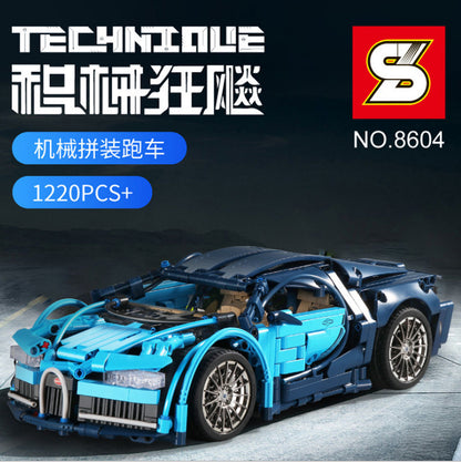 SY 8604 1220pcs Blue Bugatti 1:14 Sports Car Building Block Toy From China