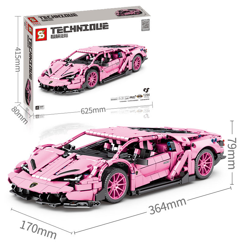 SY 8609 Technic Pink ‘Lamborghini’ Centenario building blocks 1294pcs bricks Toys For Gift from China