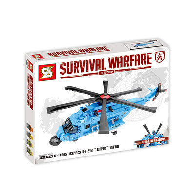 SY1565 Technic Survival Warfare H-92 Super Eagle helicopter building blocks 637pcs bricks Toys For Gift ship from China