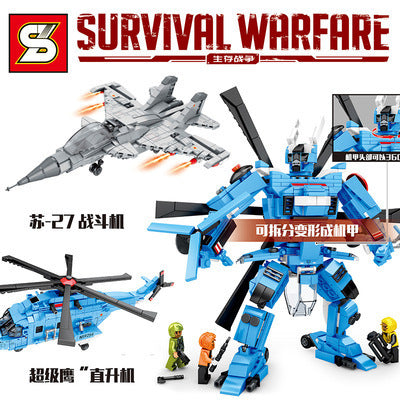 SY1565 Technic Survival Warfare H-92 Super Eagle helicopter building blocks 637pcs bricks Toys For Gift ship from China