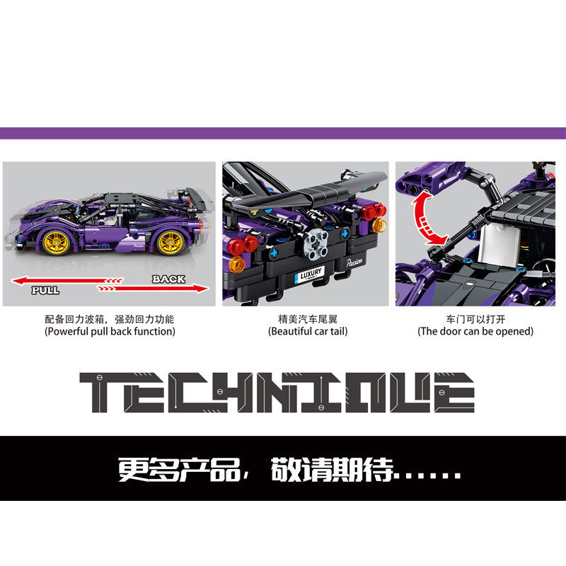 SY8160 Technic Series Purple Super Car Model Building Blocks 464pcs Bricks Toys Model Ship From China