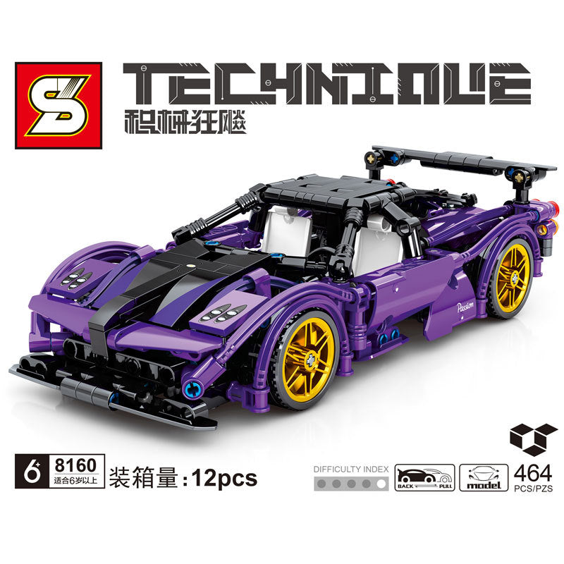 SY8160 Technic Series Purple Super Car Model Building Blocks 464pcs Bricks Toys Model Ship From China