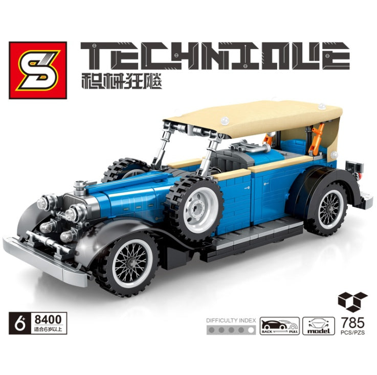 SY8400 785pcs  Lin Nii KB Retro Pull Back Sports Car Accumulated Hurricane Series Building Blocks Toy Ship From China