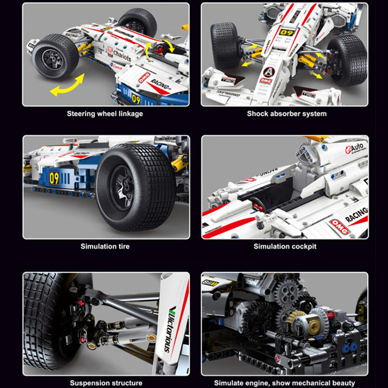 T5009 MOC Technical White Super Car Formula One Model 1682pcs Racing building blocks withiout Motor ship from China.