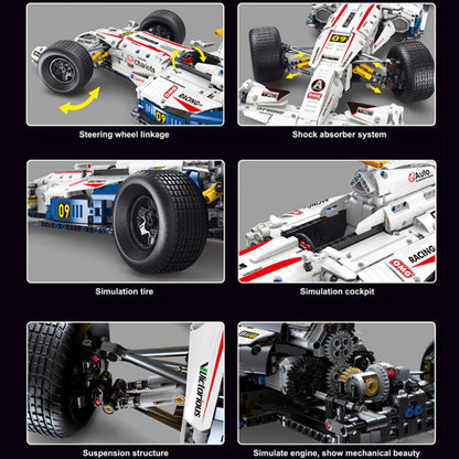 T5009 MOC Technical White Super Car Formula One Model 1682pcs Racing building blocks withiout Motor ship from China.