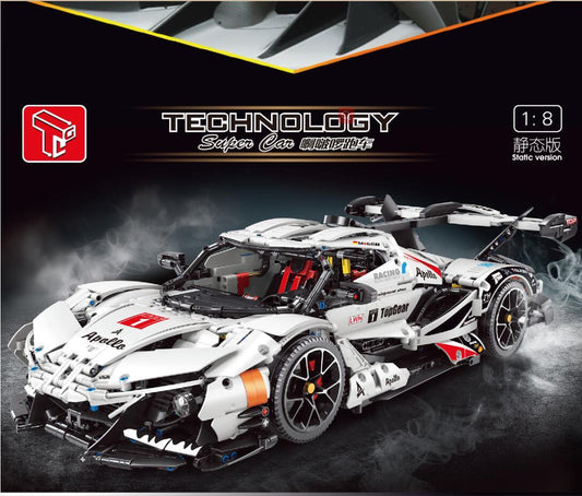 T5012A Electroplating White Technic sports car Model building blocks 3668pcs bricks set toys ship from China.