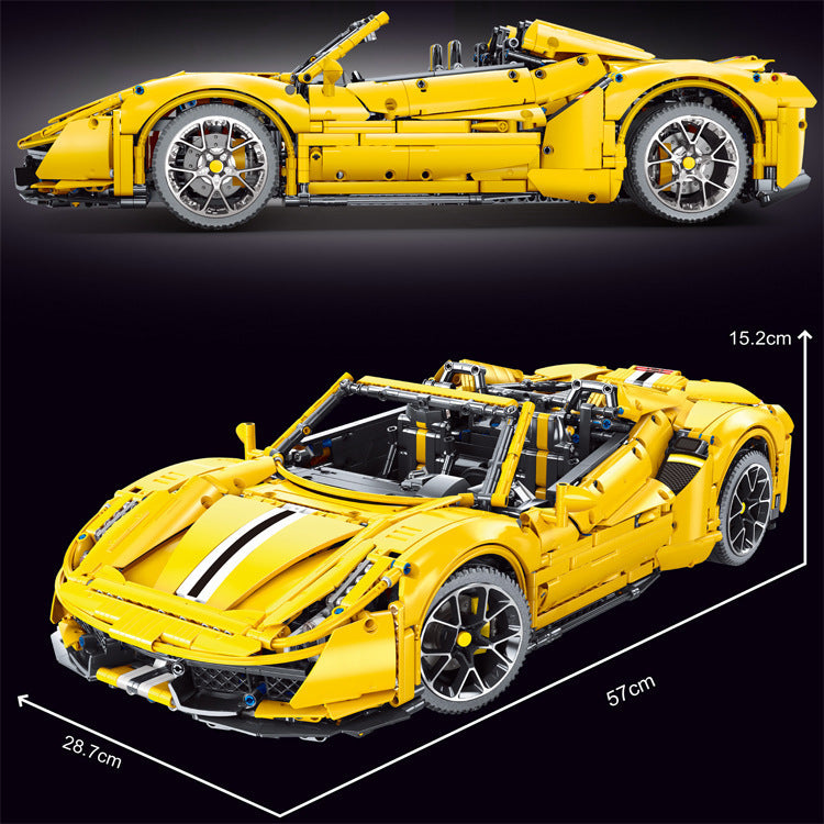 TAIGAOLE T5005A Technic 'Ferrari' 488 sports car Yellow 1:8 Building Block model 3608pcs Ship From China