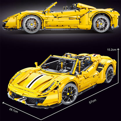 TAIGAOLE T5005A Technic 'Ferrari' 488 sports car Yellow 1:8 Building Block model 3608pcs Ship From China