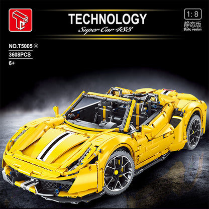TAIGAOLE T5005A Technic 'Ferrari' 488 sports car Yellow 1:8 Building Block model 3608pcs Ship From China