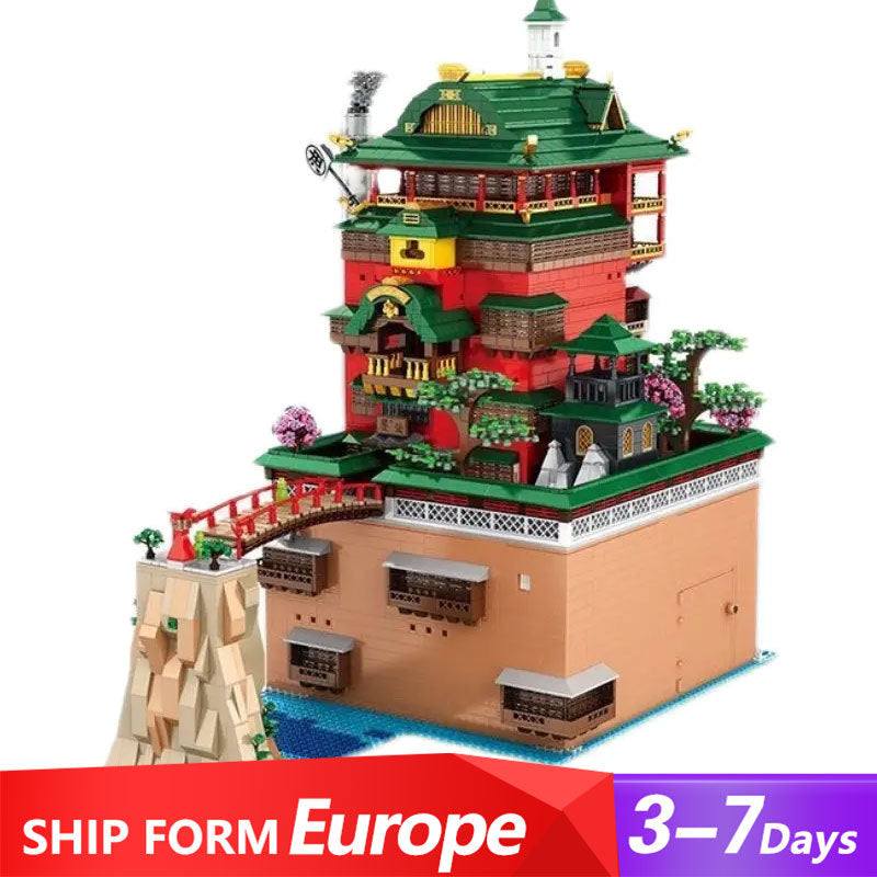 TAIGE 55121 Spirited Away Oil House Street View Architecture Building Blocks 6786pcs Bricks Ship From Europe 3-7 Days Delivery