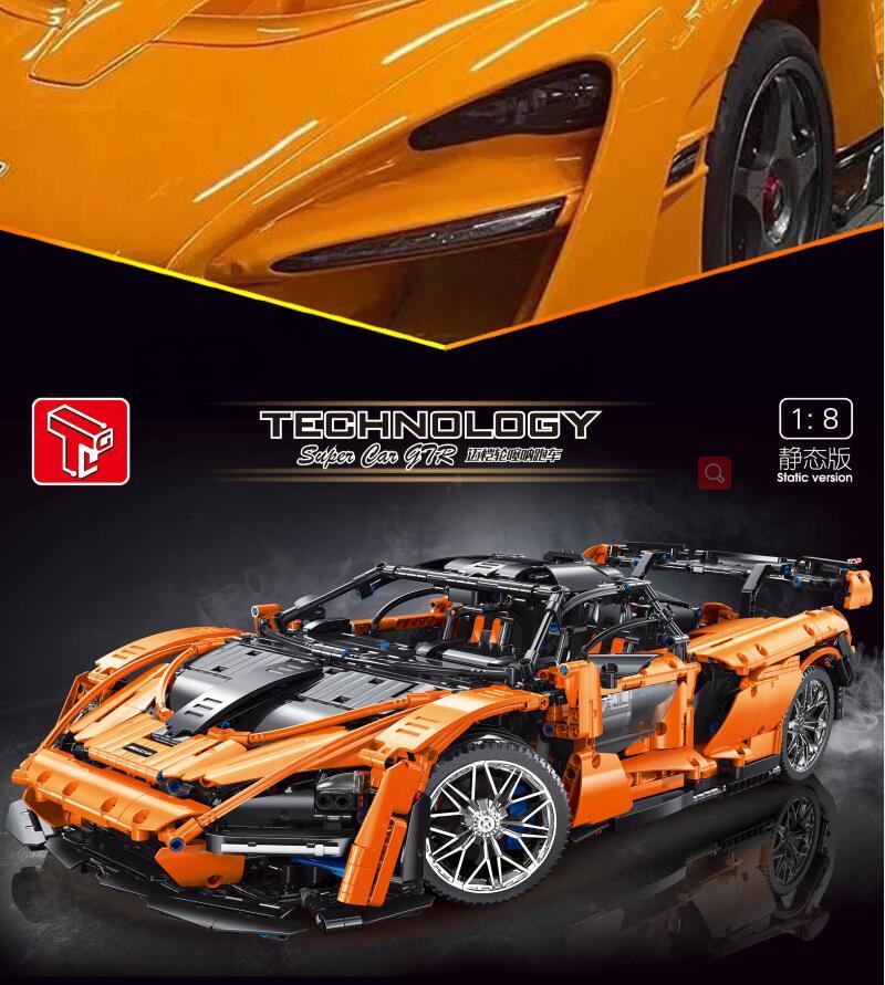 TGL T5013 3780pcs High-tech McLaren Senna Super Sport Car Model Building Blocks Orange bricks from China
