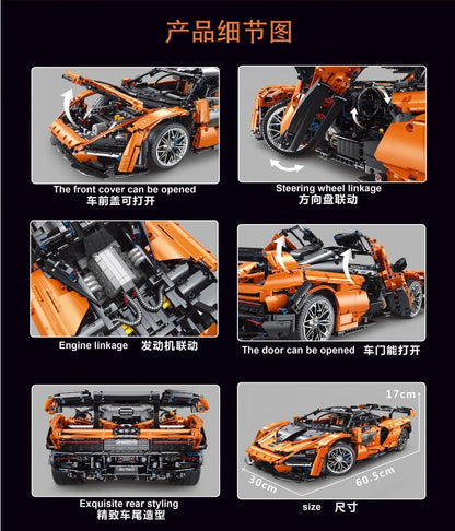 TGL T5013 3780pcs High-tech McLaren Senna Super Sport Car Model Building Blocks Orange bricks from China