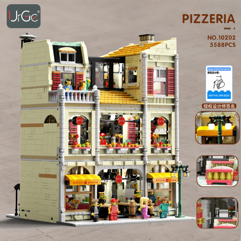 URGE 10202 Creator Expert Modular Buildings Pizzeria Shop Building Blocks 5588pcs Bricks Toys From Europe 3-7 Days Delivery