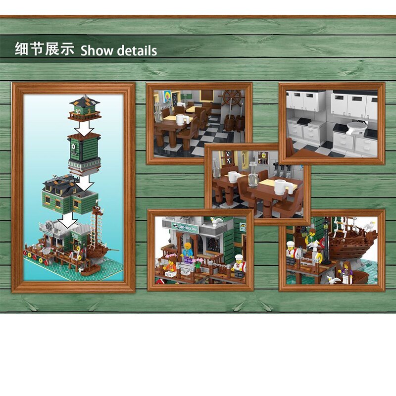 URGE 30103 Boat Hous Diner Creator Buildings 2196pcs Block Brick Toy DIY MOC from China